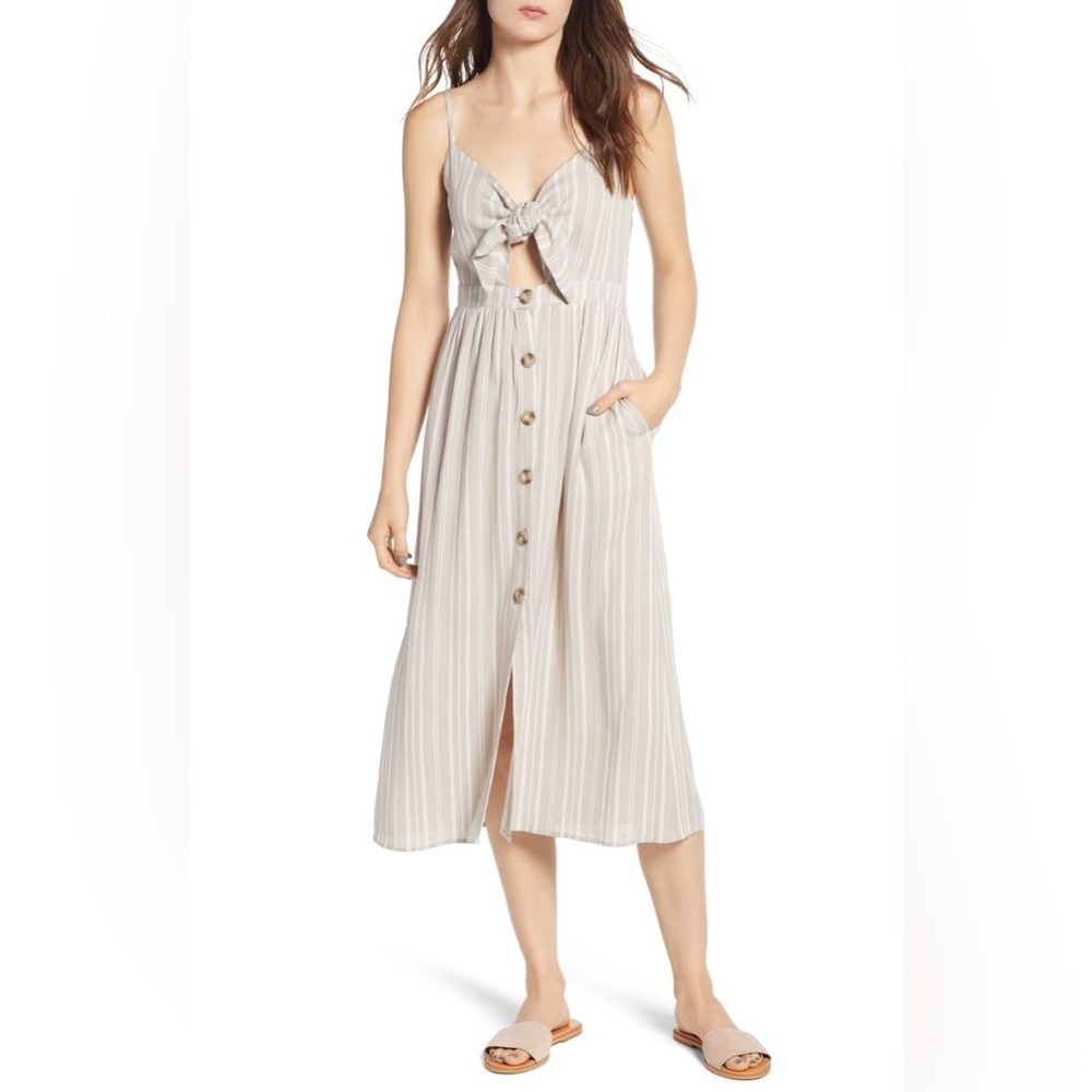 Mimi Chica Cream Striped Midi Dress